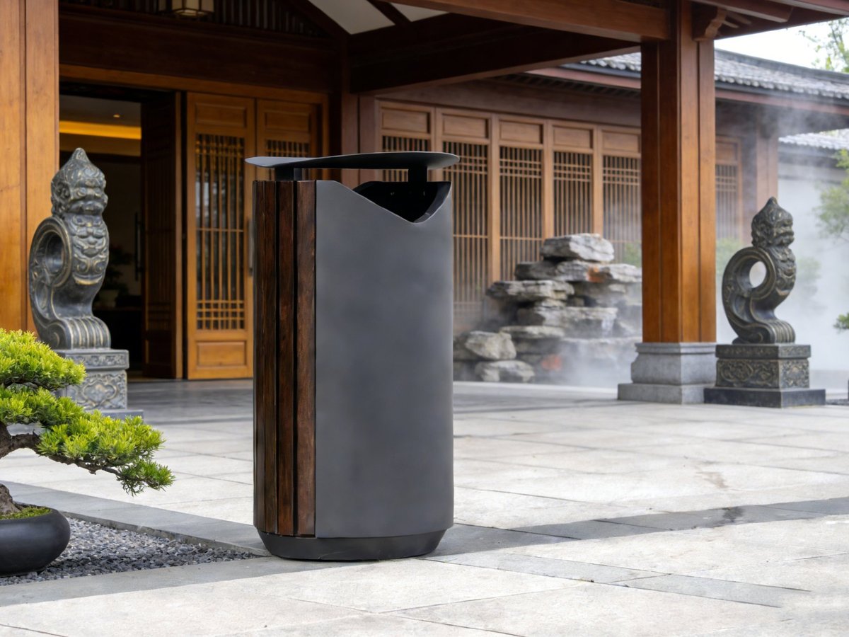 Zen Round Timber Bin